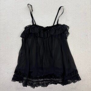 Victorias Secret Black Ruffle Bow Babydoll Lingerie Size M Lace Sexy Valentine